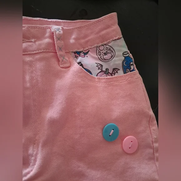 Custom RAGE Pink Unicorn Kawaii Shorts! OOAK! SZ Xs-Sm, 25"-28" waist - Picture 5 of 8